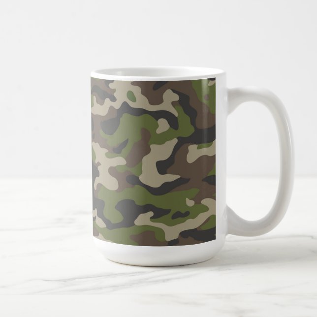 Grönt Camouflage Mönster Kaffemugg (Höger)