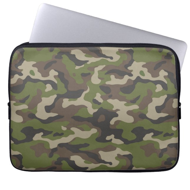 Grönt Camouflage Mönster Laptop Fodral (Framsidan)