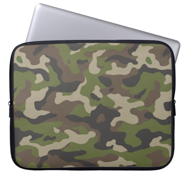 Grönt Camouflage Mönster Laptop Fodral (Framsidan)