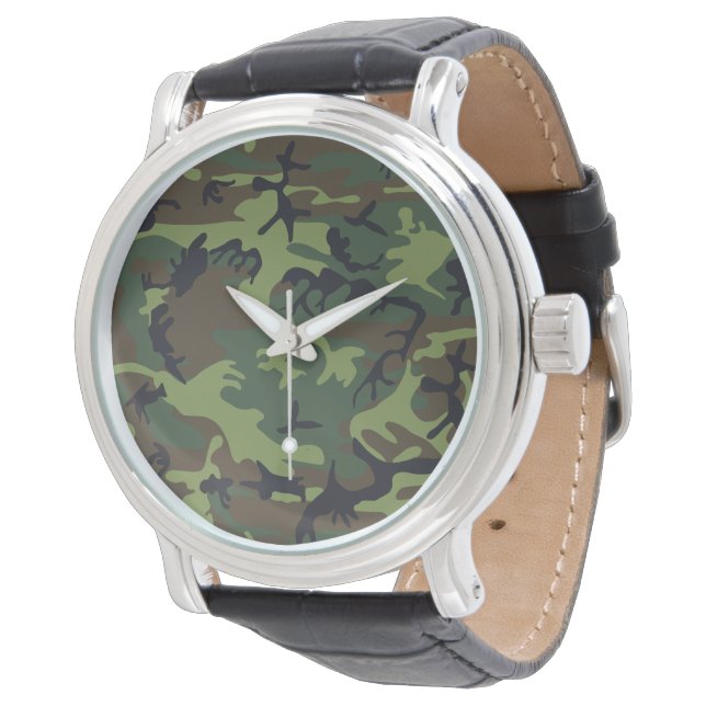 Grönt Camouflage Mönster, Militära Mönster, armén Armbandsur (Vinklad)