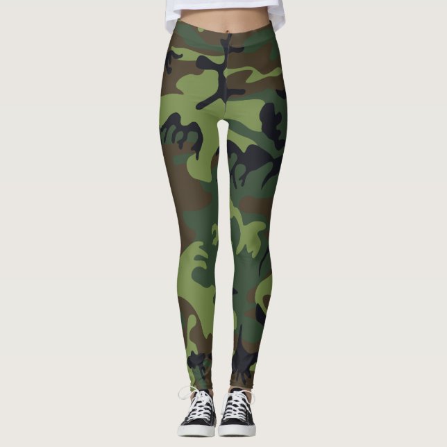 Grönt Camouflage Mönster, Militära Mönster, armén Leggings (Framsida)