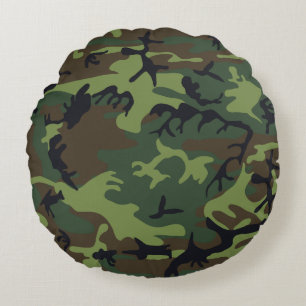 Grönt Camouflage Mönster, Militära Mönster, armén Rund Kudde