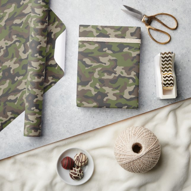Grönt Camouflage Mönster Presentpapper (Hantverk)