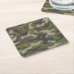 Grönt Camouflage Mönster Underlägg Papper Kvadrat