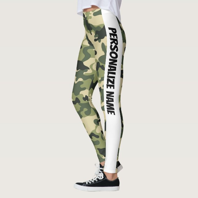 Grönt Camouflage PERSONALIZE Leggings (Vänster)