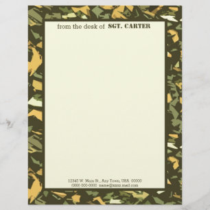 Grönt Camouflage Personlig Letterhead