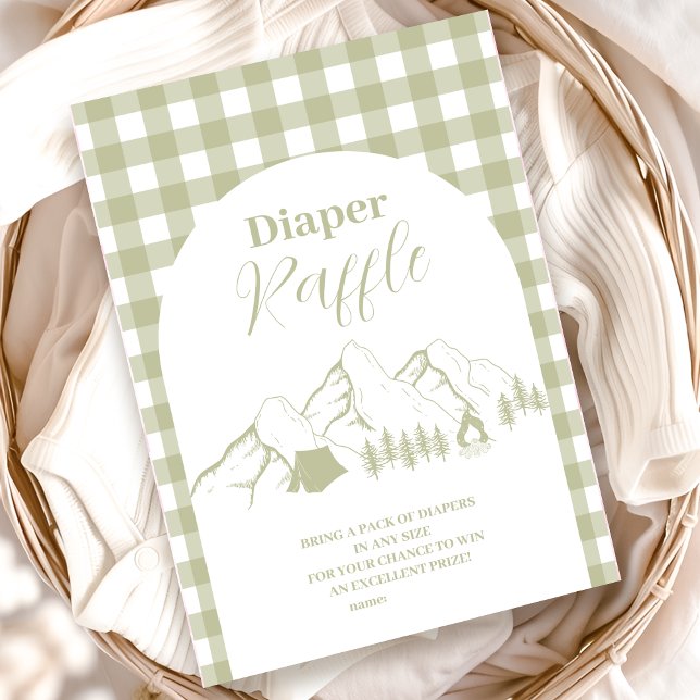 Grönt Camping Baby Shower Diapper Raffle Tilläggskort (Skapare uppladdad)