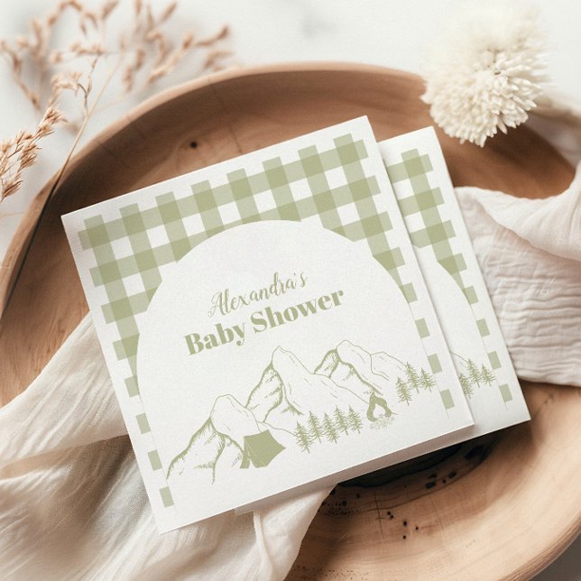 Grönt Camping Baby Shower Pappersservett (Skapare uppladdad)