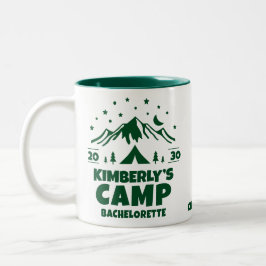Grönt Camping Bachelorette Party Två-Tonad Mugg