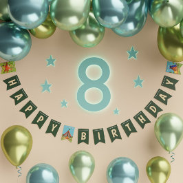 Grönt Camping Födelsedagsfest Grattis på födelseda Vimplar