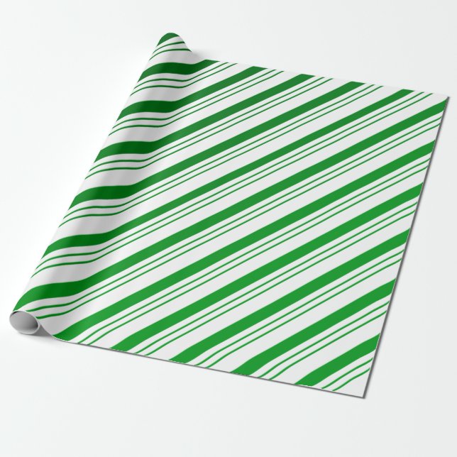Grönt Candy cane Rand Wrapping Papper Presentpapper (Utrullad)