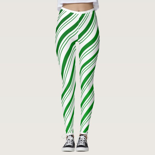 Grönt Candy cane stripe Leggings (Framsida)