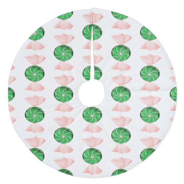 Grönt Candy Julgran Skirt Julgransmatta Fleece (Framsidan)