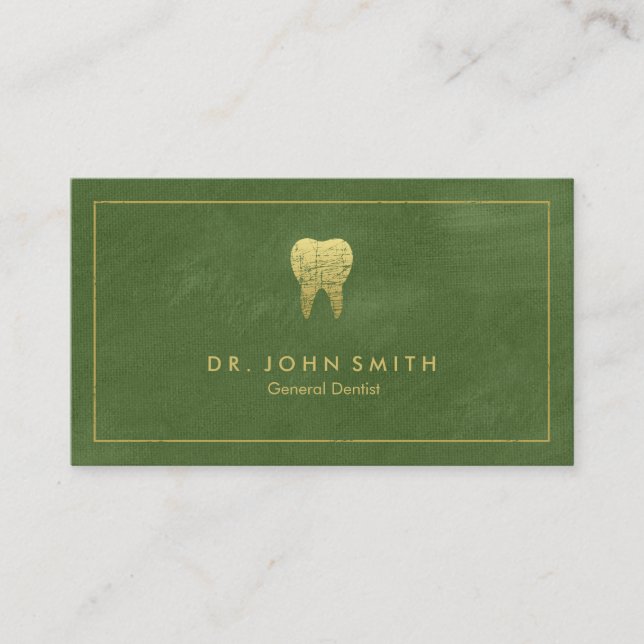 Grönt Canvas Golden Ram & Toth - Dentist Tidsbeställning Kort (Framsida)