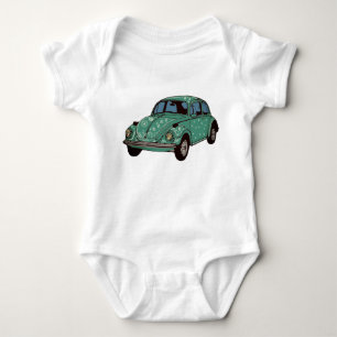 Grönt Car, Retro Auto, Cute Art Baby Jersey Tee