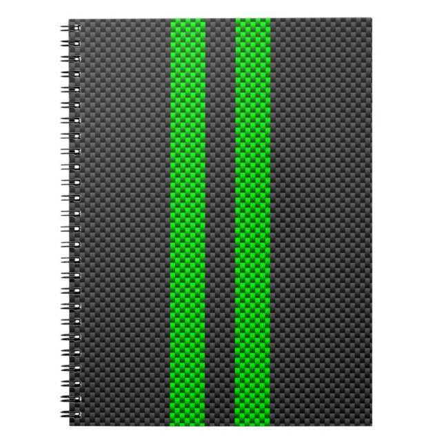 Grönt Carbon Fiber Stil Tävla Rand Anteckningsbok Med Spiral (Framsidan)