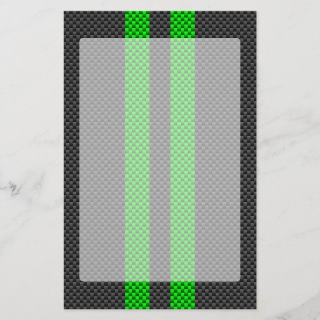 Grönt Carbon Fiber Stil Tävla Rand Brevpapper (Framsida)