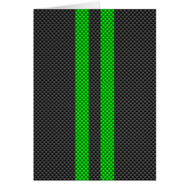 Grönt Carbon Fiber Stil Tävla Rand Hälsningskort (Framsidan)