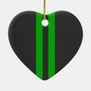 Grönt Carbon Fiber Stil Tävla Rand Julgransprydnad Keramik