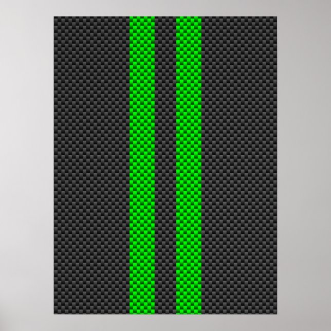 Grönt Carbon Fiber Stil Tävla Rand Poster (Framsidan)