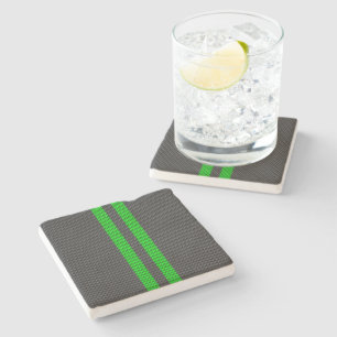 Grönt Carbon Fiber Stil Tävla Rand Underlägg Sten