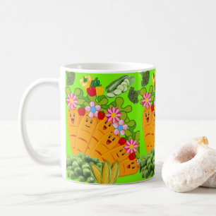 Grönt Carrots Blommigt Peas Mugg