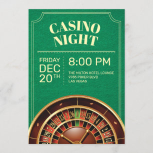 Grönt Casino Night Party Inbjudan