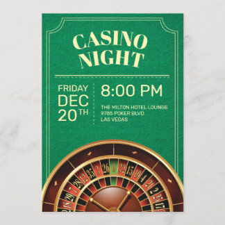 Grönt Casino Night Party Inbjudan