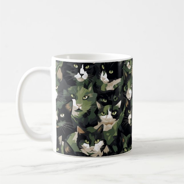 Grönt Cat Camouflage Kaffemugg (Vänster)
