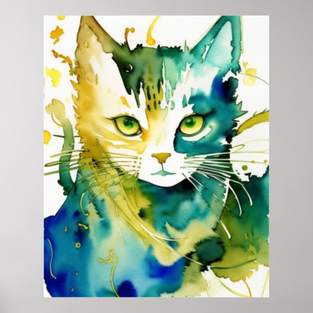 Grönt Cat-Poster Poster (Framsidan)