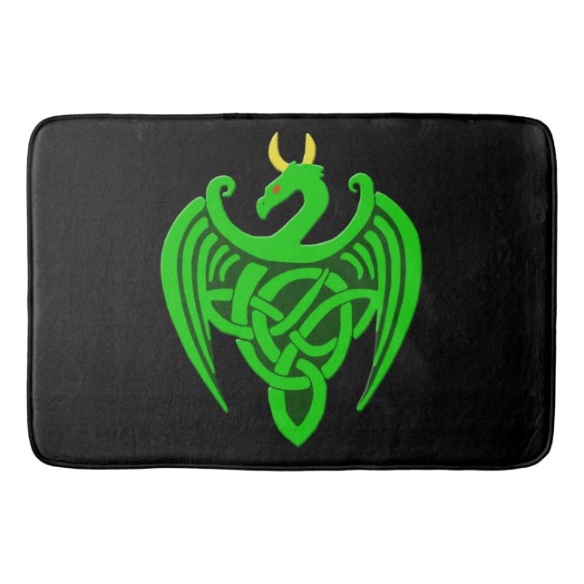 Grönt Celtic Dragon Bath Mat Badrumsmatta (Framsidan)