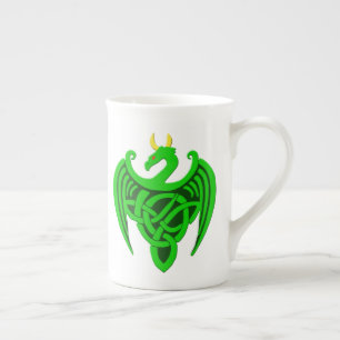 Grönt Celtic Dragon Bone China Mugg Benporslin Mugg