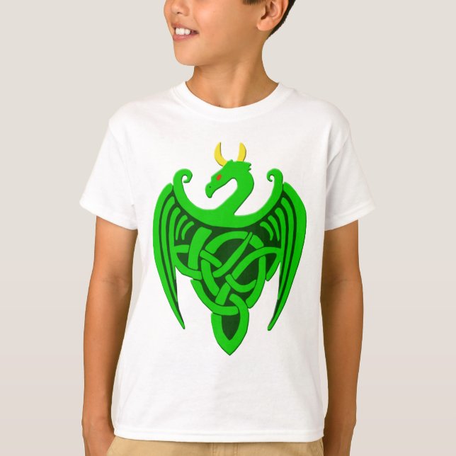 Grönt Celtic Dragon Child Tanktop T Shirt (Framsida)