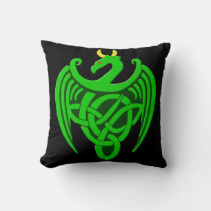 Grönt Celtic Dragon Dekorativ kudde