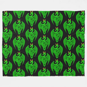 Grönt Celtic Dragon Fleece Blanket