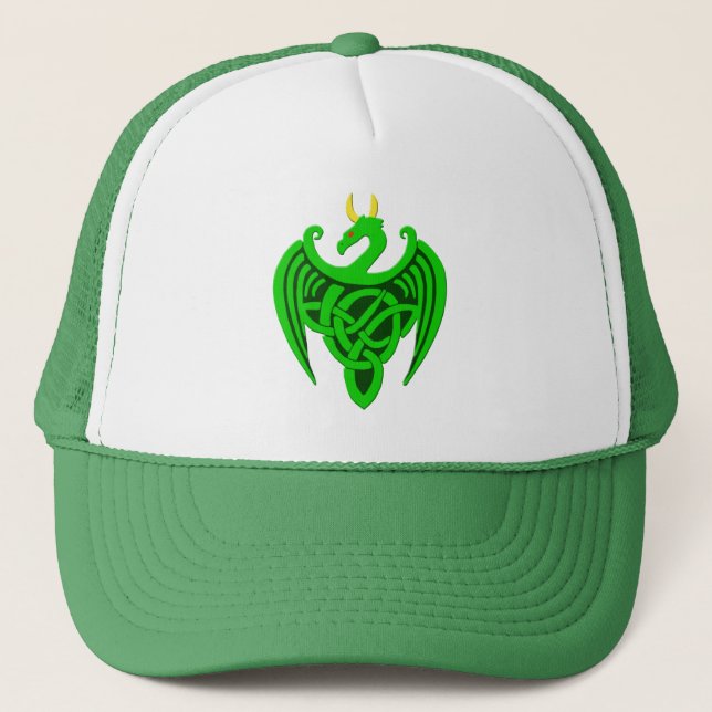 Grönt Celtic Dragon Hat Truckerkeps (Framsida)