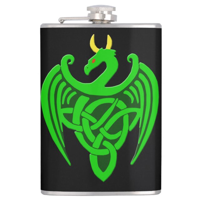Grönt Celtic Dragon-kolv Fickplunta (Framsidan)