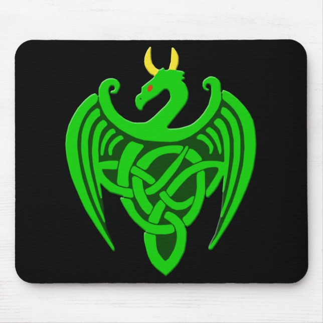 Grönt Celtic Dragon Mousepad Musmatta (Framsidan)