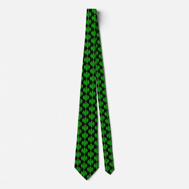 Grönt Celtic Dragon Neck Tie Slips (Framsida)