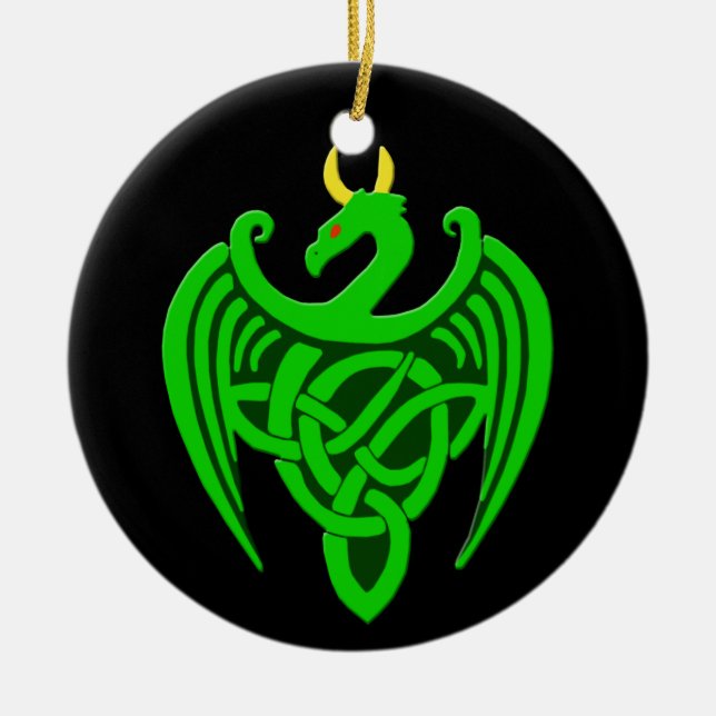 Grönt Celtic Dragon Ornament (Framsidan)