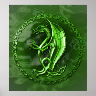Grönt Celtic Dragon Poster