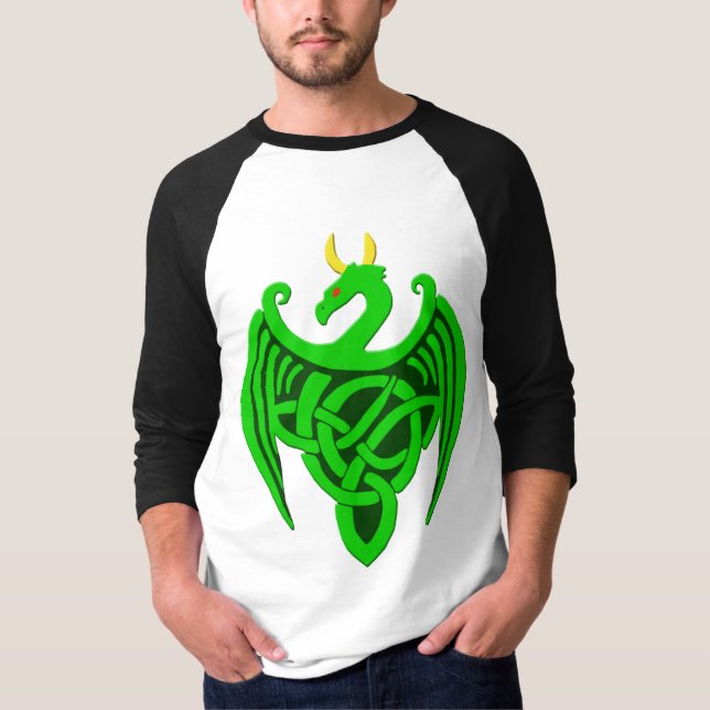 Grönt Celtic Dragon T Shirt (Framsida)