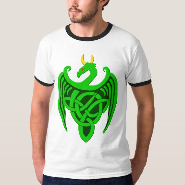Grönt Celtic Dragon T Shirt (Framsida)