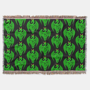 Grönt Celtic Dragon Throw Blanket Mysfilt