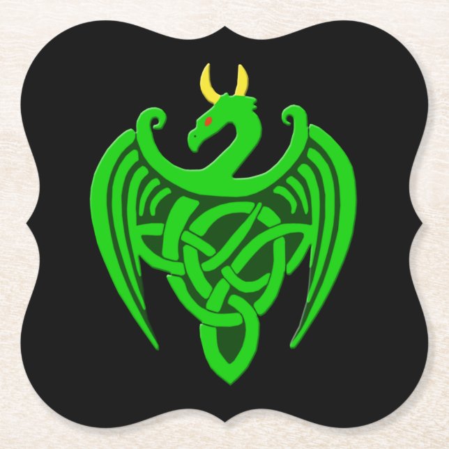 Grönt Celtic Dragon Underlägg Papper (Framsida)