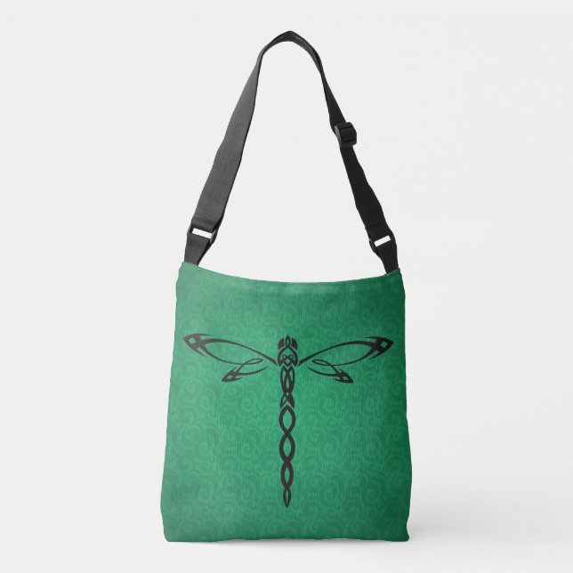Grönt Celtic Dragonfly  Axelväska (Framsida)