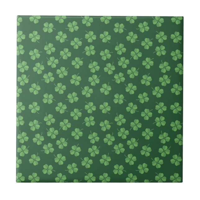 Grönt Celtic Irish Four Leaered Klöver St. Patrick Kakelplatta (Framsidan)