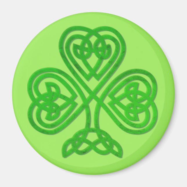 Grönt Celtic Klöver Irish Magnet (Framsidan)
