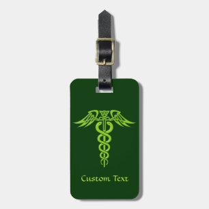 Grönt Celtic Knot Caduceus Bagagebricka