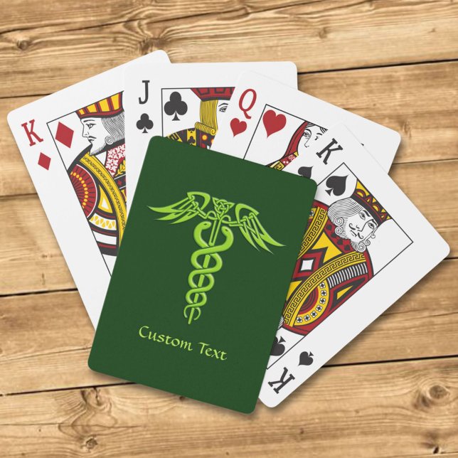 Grönt Celtic Knot Caduceus Casinokort (Skapare uppladdad)